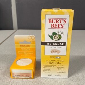 NWT Burt's Bees Illuminating Eye Balm & SPF 15 BB Cream Light Tinted Moisturizer
